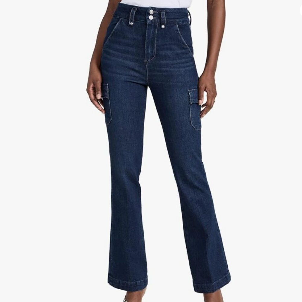 Paige Dion Cargo Trouser Flare Jeans Gracie Lou Sz 28